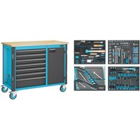 Hazet Fahrbare Werkbank, Schubladen, flach: 6 x 81 x 522 x 398 mm, Schubladen, hoch: 1 x 166 x 522 x 398 mm, Anzahl Werkzeuge: 230 von Hazet