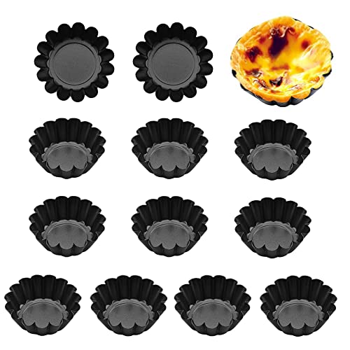 Hazrcvr Förmchen Backen 12 Stücke Mini Cupcake Form Antihaft Kohlenstoffstahl Tarteform Eierkuchenform Tartelette Förmchen Backform für Pudding Kuchen Cupcake Muffin(Wiederverwendbare) von Hazrcvr