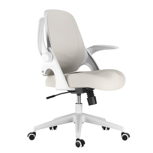 Hbada Bürostuhl Ergonomisch Schreibtischstuhl mit hochklappbaren Armlehnen, Höhenverstellbarer, Mesh Computerstuhl Leichter Stuhl,Grau von Hbada