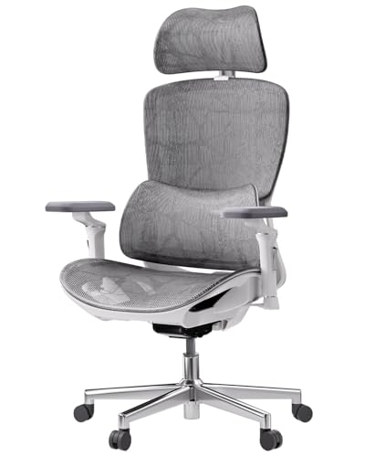 Hbada E2 Bürostuhl Ergonomisch Schreibtischstuhl mit Verstellbarer 3D-Armlehne, Bürodrehstuhl - 3D Verstellbare Kopfstütze, 3D-Lendenwirbelstütze, Grau Hbada E2 Bürostuhl Ergonomisch Schreibtischstuhl mit Verstellbarer 3D-Armlehne, Bürodrehstuhl - 3D Verstellbare Kopfstütze, 3D-Lendenwirbelstütze, Grau von Hbada