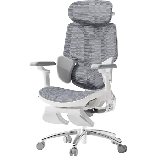 Hbada E3 Ultra Ergonomischer Bürostuhl, großer und hoher Bürostuhl – mit 3-Zonen-dynamischer Lendenwirbelstütze, 360° mechanischen Armlehnen, 4D-Verstellbarer Kopfstütze, Grau von Hbada