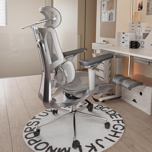 Hbada E3 Pro Ergonomischer Bürostuhl mit 3-Zonen dynamischer Lendenwirbelstütze, 4D verstellbare Kopfstütze, 6D-Armlehnen verstellbar, Schreibtischstuhl mit Fußstütze, Grau von Hbada