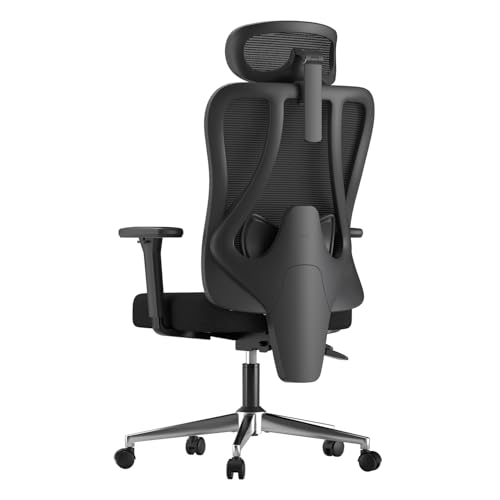 Hbada P3 Pro Bürostuhl Ergonomisch, Schreibtischstuhl mit Verstellbarer Kopfstütze, Lordosenstütze, großem Neigungswinkel, Rückenlehne aus elastischem Netzgewebe, Schwarz von Hbada