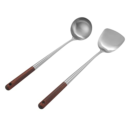 Hbaebdoo Wok Spatel und Schöpf Werkzeug Set, 17 Spatel für Wok, Edelstahl Wok Spatel von Hbaebdoo