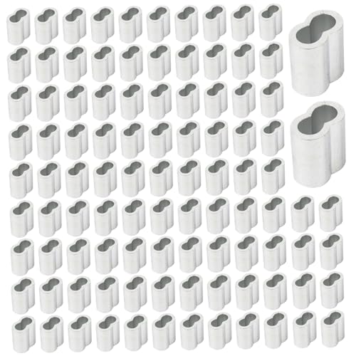 100 pcs Aluminium Crimping -Schleifenhülle Doppelstrecke Drahtfäume Kabel Crimps Kit Korrosionsbeständig von Hbbgdiy