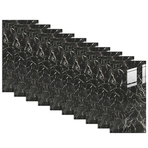 10pcs 12x24-Zoll selbstklebende PVC-PVC-Peel- und Stabwandpaneele, wasserdichte Marmortextur-Fliesenaufkleber für Küchenbacksplash, Duschwände mit Bad, Akzentwände, schwarz. 10pcs 12x24-Zoll selbstklebende PVC-PVC-Peel- und Stabwandpaneele, wasserdichte Marmortextur-Fliesenaufkleber für Küchenbacksplash, Duschwände mit Bad, Akzentwände, schwarz. von Hbbgdiy