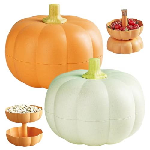 2pcs Kürbis -Snack -Tabletts Doppelschicht Süßigkeitsschalen mit Zahnstocherhalter Feuchtigkeitssicherer Snack, der Gerichte für Halloween Thanksgiving Party 5.9x7, 1 Zoll serviert von Hbbgdiy