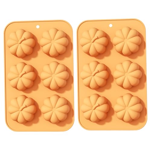 2pcs Kürbisform 6 Hohlraum Silikon Halloween Formen 3D Kürbis Süßigkeiten Seifen Kerzen Muffin Schokolade Backform für Herbstparty und Halloween -Dekorationen von Hbbgdiy