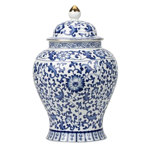 Blau -weiße Ingwergläser für Wohnkultur Keramik Dekorativ Deckel Porzellanglas Vase für Tischzentrum, Wohnzimmer, Eingangsbuch, Bücherregaldekoration von Hbbgdiy