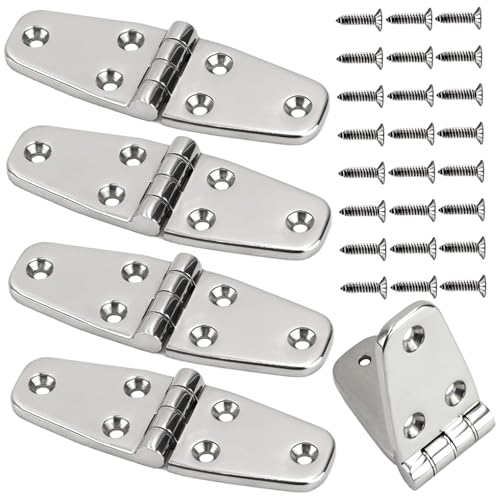 Bootsscharniere, 4PCS 4, 0 x 1, 5 Zoll Edelstahlscharnien Marine-Grad mit Schrauben, Anti-Rust-Hochleistungen für Schrank, Yacht, Garage, Deck, Tür, Werkzeugkiste von Hbbgdiy