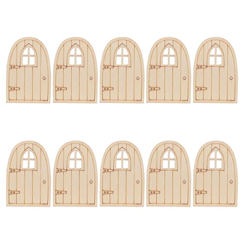 Feen -Mini -Tür 10pcs hölzernen unbemaltem Feen -Elf -Türen DIY Basteldekor für Haus, Garten, Party, Hochzeit, Kinderzimmer, Geschichte Dollhouse Dekoration von Hbbgdiy