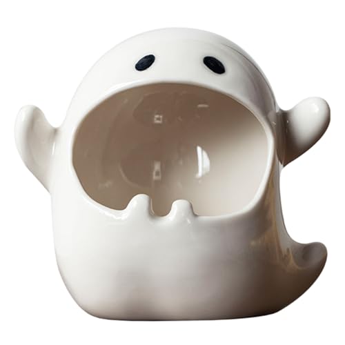 Halloween Candy Bowl Lustige Geisterform Keramik Süßigkeit Gericht 4, 7 x 4, 5 Zoll Trick oder Leckerbissenschale, süßes Geister -Serviergericht für Halloween -Süßigkeiten -Snacks und Tischdekorat von Hbbgdiy