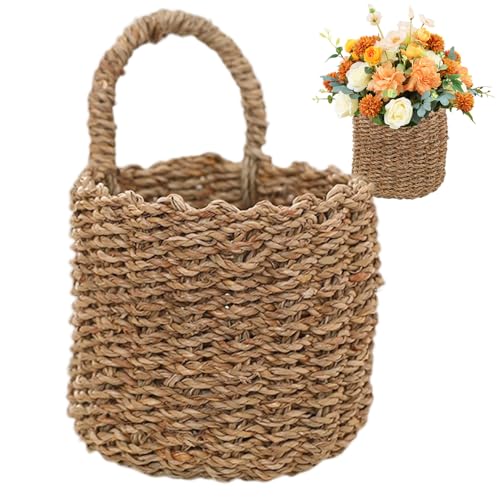 Haustürkorb kleiner Boho -gewebter Hangkorb mit stabilem Griff für Küchenlager, Wanddekor, Dekoration des Gartens und Eingangsnutzung Haustürkorb kleiner Boho -gewebter Hangkorb mit stabilem Griff für Küchenlager, Wanddekor, Dekoration des Gartens und Eingangsnutzung von Hbbgdiy
