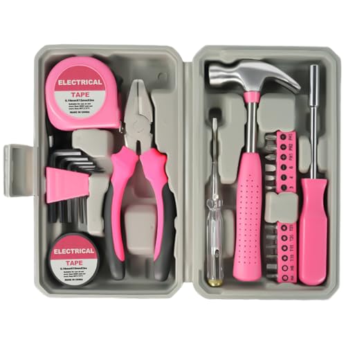 Hbbgdiy 24 pcs kleines Werkzeug Kit Stahl Mini DIY Home Reparatur -Toolkit mit Schraubendrehzange Hammer für Home Office Schlafsaalmöbel und Grundwartung von Hbbgdiy
