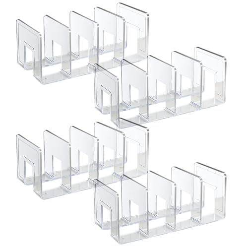 Hbbgdiy 4PCS Clear Magazine Organizer mit 4 Fächern, vertikalen und horizontalen Buchteiler und Geldbörsenorganisatoren für Schrank, Büro Wohnzimmer von Hbbgdiy