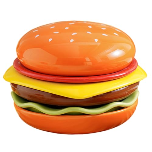 Hbbgdiy 6pcs Keramik Burger Teller Set Mini Cute Snack und Dessertteller für Küche, Sojasaucengerichte, dekorative kleine Schalen zum Servieren oder Geschenkgebrauch von Hbbgdiy