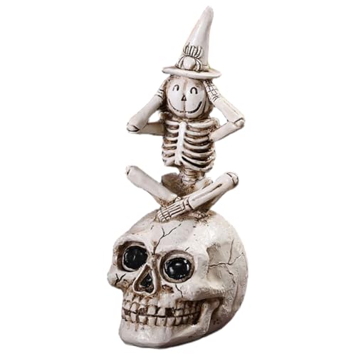 Hbbgdiy Halloween -Skelett 7 -Zoll -Schädel -Figur mit Top -Figur, realistischer Schädeldekoration für Innen- und Außen -Halloween -Party, Bar oder Spukhaus, hör Nicht zu von Hbbgdiy