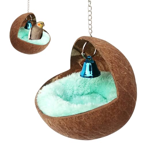 Hbbgdiy Papageiennest, halbkreisförmige Hängelhängematte mit Kissen- und Bell -Anhängern, weiche und warme stabile Cockatiel -Spielzeug für Papageien -Shot -Cockatiel -Conure. von Hbbgdiy