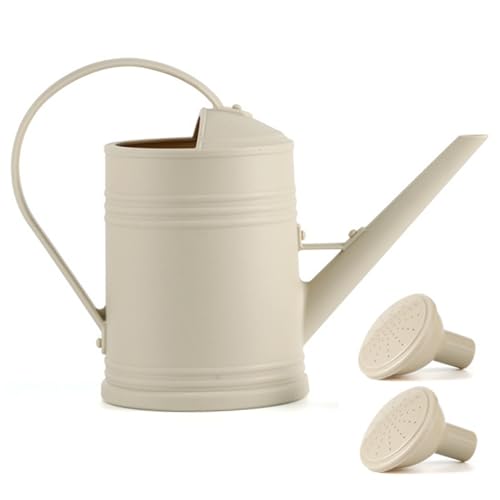 Hbbgdiy Pflanzenwässerung von 2000 ml Langes Ausguss Plastikwässerung mit Sprinklerkopf und Griff für Gartenblumen im Innenbereich, Kräuter und Topfpflanzen, Beige. von Hbbgdiy