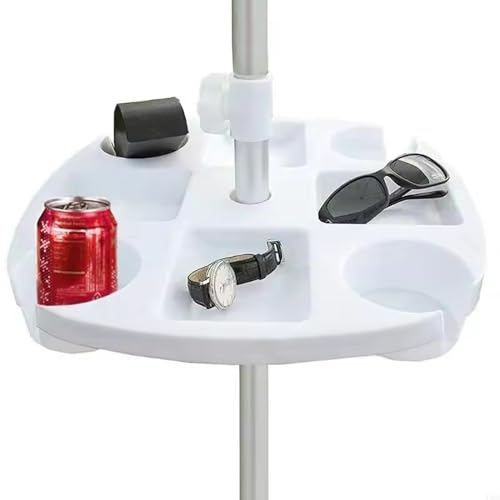 Hbbgdiy Strand Regenschirm Tabelle 17, 7 Zoll PP Tablett mit Loch 4 Tasse Halter und 4 Snackfächer für Patio Beach Garden Poolside -Regenschirmpol und Essen im Freien von Hbbgdiy