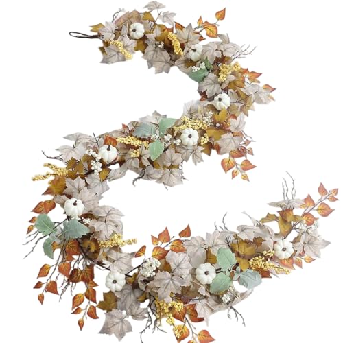 Herbstgirlande 6ft Ahornblätter mit Kürbissen Herbstgirland für Mantelkamin Veranda Indoor Outdoor Thanksgiving Dekorationen und Halloween -Party -Dekor Herbstgirlande 6ft Ahornblätter mit Kürbissen Herbstgirland für Mantelkamin Veranda Indoor Outdoor Thanksgiving Dekorationen und Halloween -Party -Dekor von Hbbgdiy
