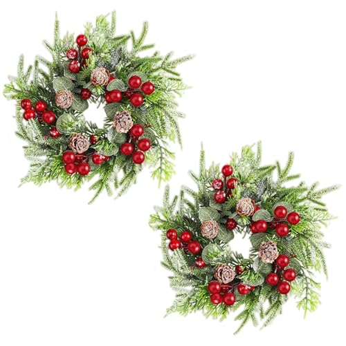 Kerzenringe mit roten Beeren und Tinnecones 2pcs Weihnachtskerzenkränze Künstliches Herzstück für Säulen Winter Hochzeitsurlaubstisch Dekor Dekor Kerzenringe mit roten Beeren und Tinnecones 2pcs Weihnachtskerzenkränze Künstliches Herzstück für Säulen Winter Hochzeitsurlaubstisch Dekor Dekor von Hbbgdiy