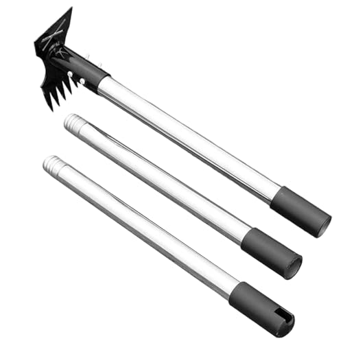 Manuelles Unkraut -Puller -Werkzeug 2 in 1 Garten Unkrautentfernerwerkzeug mit langer abnehmbarem Griff, Hochleistungs -Rechen und Gartenhacke für Rasenhof Terrasse Gartenarbeit und Bodenanbau von Hbbgdiy
