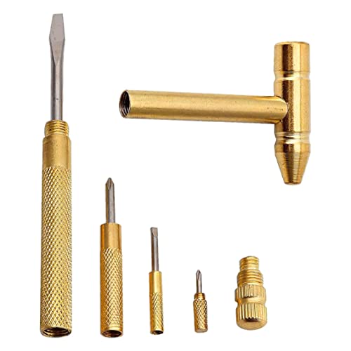Mini Messing Hammer 5-in-1 Kupfer-Plattier Mehrzweckhammer mit Schraubendreher, kompaktes goldenes Werkzeug für DIY-Reparaturen, Zuhause, Handwerk, Hobbyprojekte von Hbbgdiy