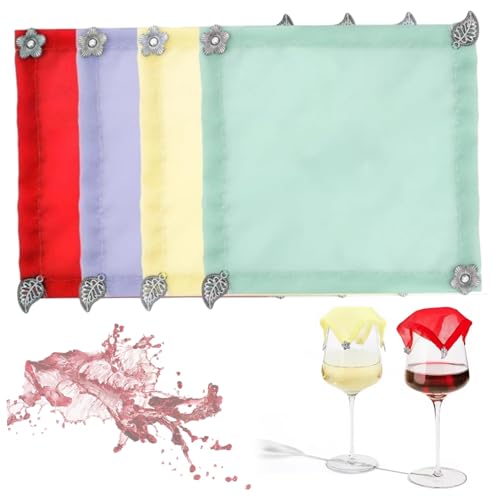 Weinglasabdeckungen 4PCS Atmungsfreie Stoff Drink Topper, um Fehler wiederverwendbarer Tassenabdeckungen für Picknick -Camping -Dinnerparty im Freien herauszuhalten. 3.9x3.9in von Hbbgdiy