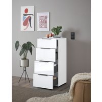 HBZ Kommode "Santorin Mehrzweckschrank mit Schubkästen, BxHxT 45x99x40 cm", (1 St.), Mit 4 Schubkästen mit Softclose, Glasfront und Glasoberboden von Hbz