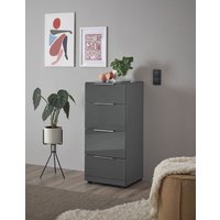HBZ Kommode "Santorin Mehrzweckschrank mit Schubkästen, BxHxT 45x99x40 cm", (1 St.), Mit 4 Schubkästen mit Softclose, Glasfront und Glasoberboden von Hbz