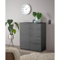 HBZ Sideboard "Santorin Mehrzweckschrank-Universalschrank, BxHxT 90x99x40 cm", (1 St.), Mit 1 Tür und 4 Schubkästen mit Softclose, Glasfront und Glasoberboden von Hbz