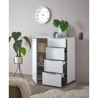 HBZ Sideboard "Santorin Mehrzweckschrank-Universalschrank, BxHxT 90x99x40 cm", (1 St.), Mit 1 Tür und 4 Schubkästen mit Softclose, Glasfront und Glasoberboden von Hbz