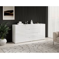 HBZ Sideboard "Spice weiß Hochglanz, Wohnzimmerschrank BxHxT 165x80x40 cm", (1 St.), Mit 2 Türen, 4 Schubkästen, 2 Einlegeböden verstellbar von Hbz