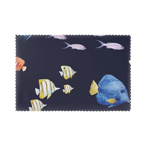 Platzsets 6er Set Ozeanfisch Hitzebeständig Platzsets Waschbar Tischmatten Rutschfest Fleckenabweisend Küche Platzsets Leicht zu Reinigen Für Esstisch von Hceaatb