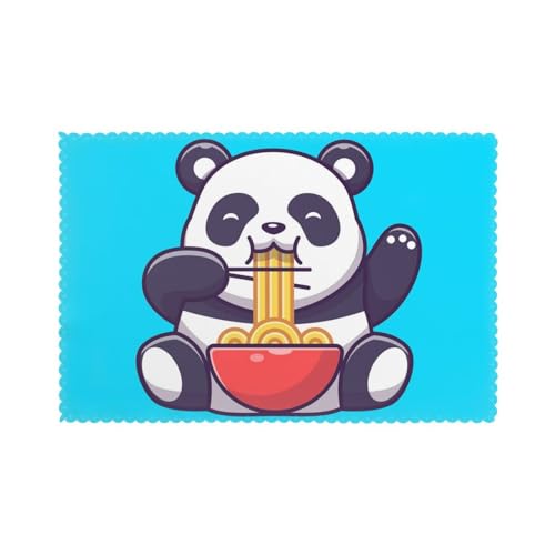 Platzsets 6er Set Panda Essen Nudeln Hitzebeständig Platzsets Waschbar Tischmatten Rutschfest Fleckenabweisend Küche Platzsets Leicht zu Reinigen Für Esstisch von Hceaatb
