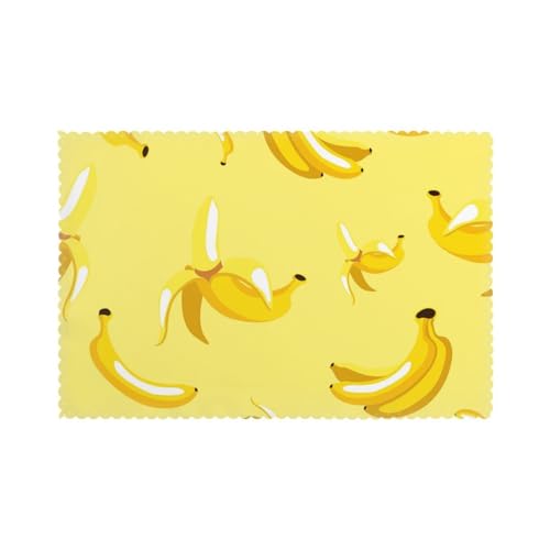 Tischsets 6er Set Geschälte Banane Hitzebeständige Platzsets Waschbar Tischmatten Rutschfest Fleckenabweisend Küche Platzsets Leicht zu Reinigen Für Esstisch von Hceaatb