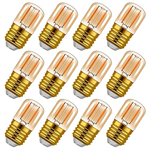 Hcnew E27 1W Retro LED Filament Glühlampen Warmweiss, Entspricht 10W Incandescent Glühlampen,2200K 80LM T28 Edison Vintage Bernstein Leuchtmittel Glühend Nicht dimmbar (T28G-1W-12PACK) von Hcnew