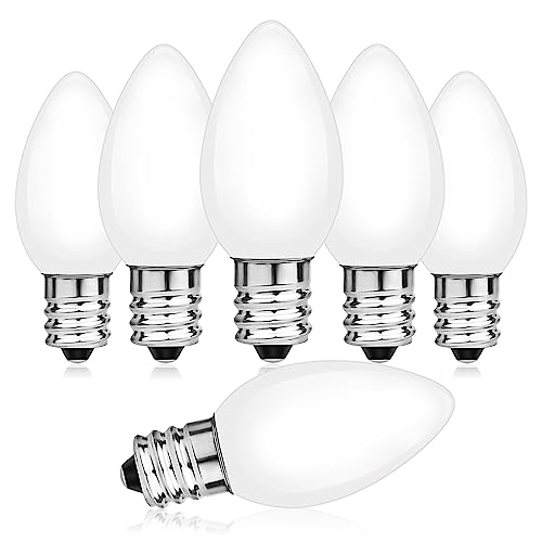 Hcnew C7 E14 LED Warmweiss Vintage Glühbirnen 2700K 1 Watt Ersetz 10 Watt Mini Lampen Edison Klein Kühlschrank Birne Salzlampe Tischlampe,220V-240V Nicht Dimmbar,Opal,6er-Pack von Hcnew