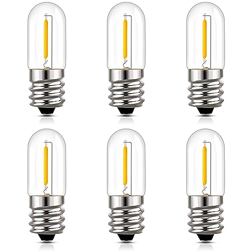 Hcnew E14 LED 1W Glühbirne T16 Kleine Glühbirne E14 Warmweiss 2200K Mini Vintage Kandelaber Birne 1w Ersetzt 10 watt Glühlampen,für Nachtlicht Tischlampen Salzlampen 220V-240V,6er-Pack von Hcnew