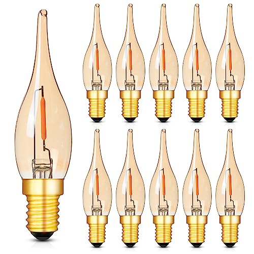 Hcnew E14 LED Glühbirne Kerze Retro Vintage Filament Lampe kerzenlampen C22 0.7w Ersetzt 7 Watt 2200K Ultra Warm,50 lumen Kandelaber Kronleuchter Salzlampe Nachtlicht,220V-240V,10er-Pack von Hcnew