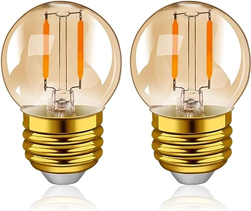 Hcnew G40 E27 LED 1W 2200K Warmweiss Retro Edison Glühbirnen Kleine Filament Leuchtmittel Mini Globe Ersatz 10 Watt Glühlampe 220V-240V,2er-Pack von Hcnew