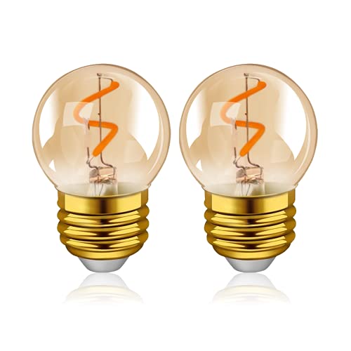 Hcnew G40 E27 LED Edison Vintage Glühlampe Warmweiss 1w Ersetzt 10W Mini Globe Spiralfilament Dekorative Glühbirnen Ersatzbirnen 2200K 2er-Pack von Hcnew