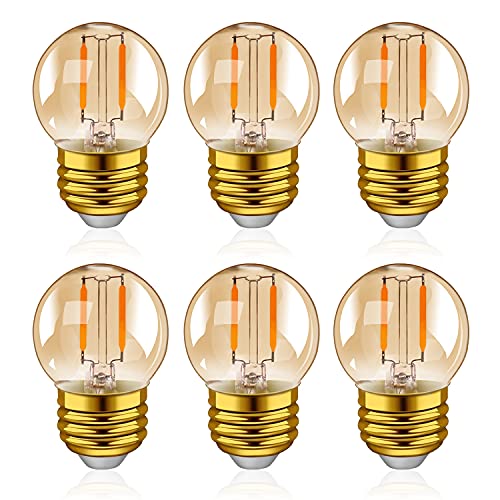 Hcnew G40 E27 1W LED Mini Glühbirnen Warmweiss, Ersetzt 10W Glühlampe, Edison Globe Filament Dekorative Leuchtmittel Kugelbirnen 2200K (6 Stuecke) von Hcnew