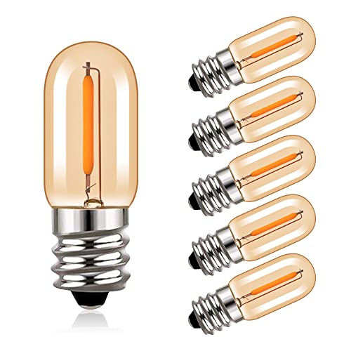 Hcnew T16 E12 Mini LED Glühbirne 1W Warmweiss 2200K Braunglas Vintage Edison Glühlampen 50lm,10 Watt Äquivalent,Kühlschrank Dunstabzugshaube lampe Nachtlicht Kandelaber,Nicht dimmbar,6er Pack Hcnew T16 E12 Mini LED Glühbirne 1W Warmweiss 2200K Braunglas Vintage Edison Glühlampen 50lm,10 Watt Äquivalent,Kühlschrank Dunstabzugshaube lampe Nachtlicht Kandelaber,Nicht dimmbar,6er Pack von Hcnew