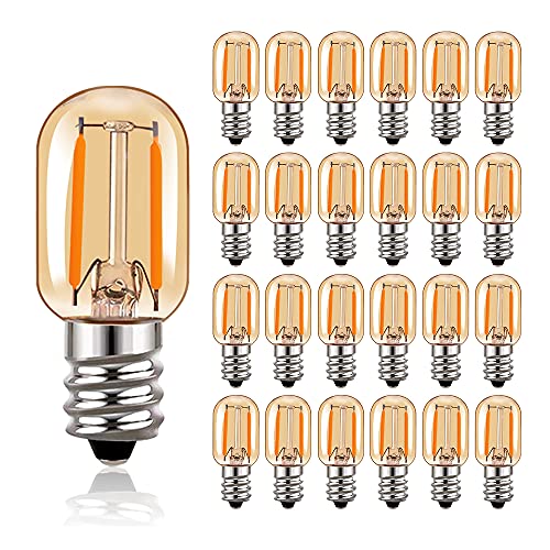 Hcnew T22 LED Glühbirne Bernstein Glas Vintage Edison Röhrenbirnen E14 220V Glühbirne, 10 Watt äquivalent 2200K Ultra Warm White Birnen,100 Lumen nicht dimmbar,25er Pack von Hcnew