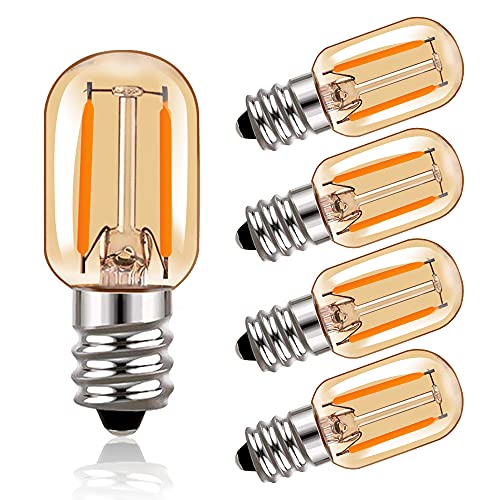 T22 E14 Led Glühbirne 1 Watt Warmweiss, Braunglas Vintage Kühlschrank Edison Röhrenbirnen 220V Glühfaden Bernstein 10 Watt Äquivalent 2200K Amber Glübirnenlampe 100 Lumen nicht dimmbar von Hcnew