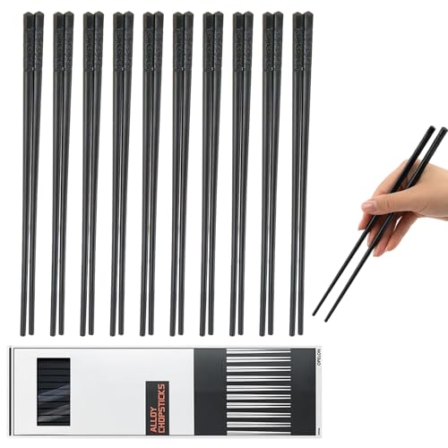 10 Paar Essstäbchen Spülmaschinenfest, Wiederverwendbare Essstäbchen Aus Edelstahl Mit Romantischem Kirschblütenmuster Sushi Stäbchen, Chopsticks 27 cm Länge, Ideal Für Sushi Und Asiatische Gerichte von HcvGcm