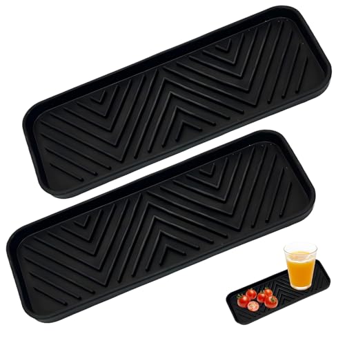 HcvGcm 2 Stück Silikon Abtropfmatte, 23.5 x 9.3 cm Abtropfmatte Schmal für Küche und Bad, Spülbecken Organizer, Schwarz HcvGcm 2 Stück Silikon Abtropfmatte, 23.5 x 9.3 cm Abtropfmatte Schmal für Küche und Bad, Spülbecken Organizer, Schwarz von HcvGcm