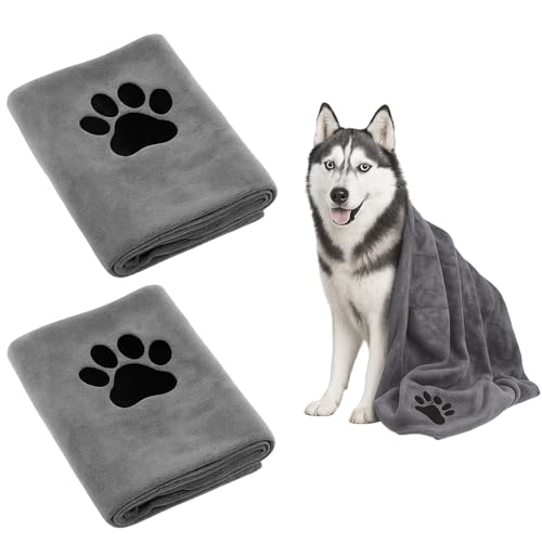 2 Stück Hundehandtuch, Extra Saugfähiges Hundehandtuch Schnelltrocknend Groß, Geschenk Hund, Handtücher Für Hunde Und Andere Haustiere, Ideal Für Reisen, Baden Und Outdoor-Aktivitäten, 100 X 50 cm von HcvGcm